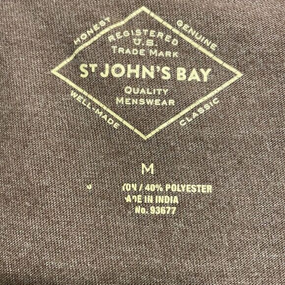 St. John’s Bay brown short sleeve 1/4 button pocketed polo shirt men’s medium - Picture 11 of 11